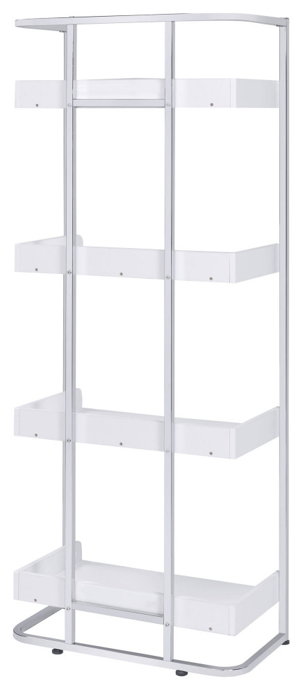 Ember 4 shelf Bookcase White High Gloss and Chrome   Modern   Bookcases   by Modon  Houzz