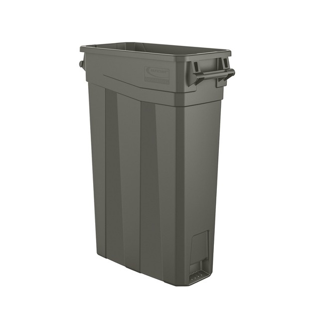 Suncast Commercial Slim Trash Can W Handles 23 Gallon Gray tcnh2030