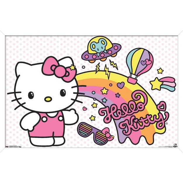 Trends International Hello Kitty Retro Rainbow Framed Wall Poster Prints