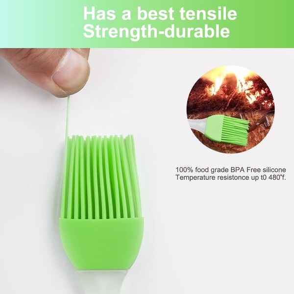 2pcs Flexible Silicone Brush Heat Resistant Non-Stick Utensils - Green - 6.7