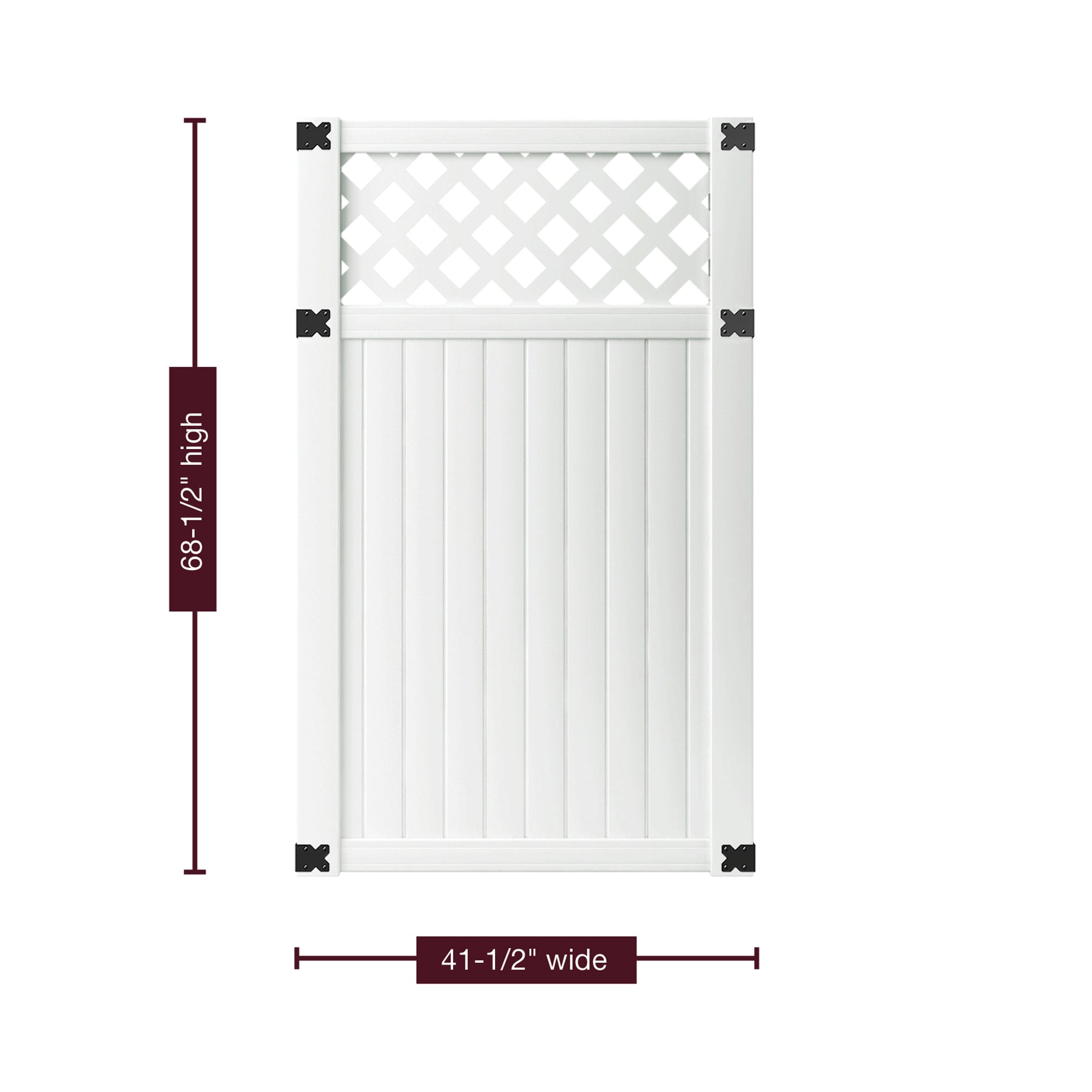 Outdoor Essentials Lewiston 6 ft. x 42 in. White Vinyl Lattice-Top Privacy Fence Gate