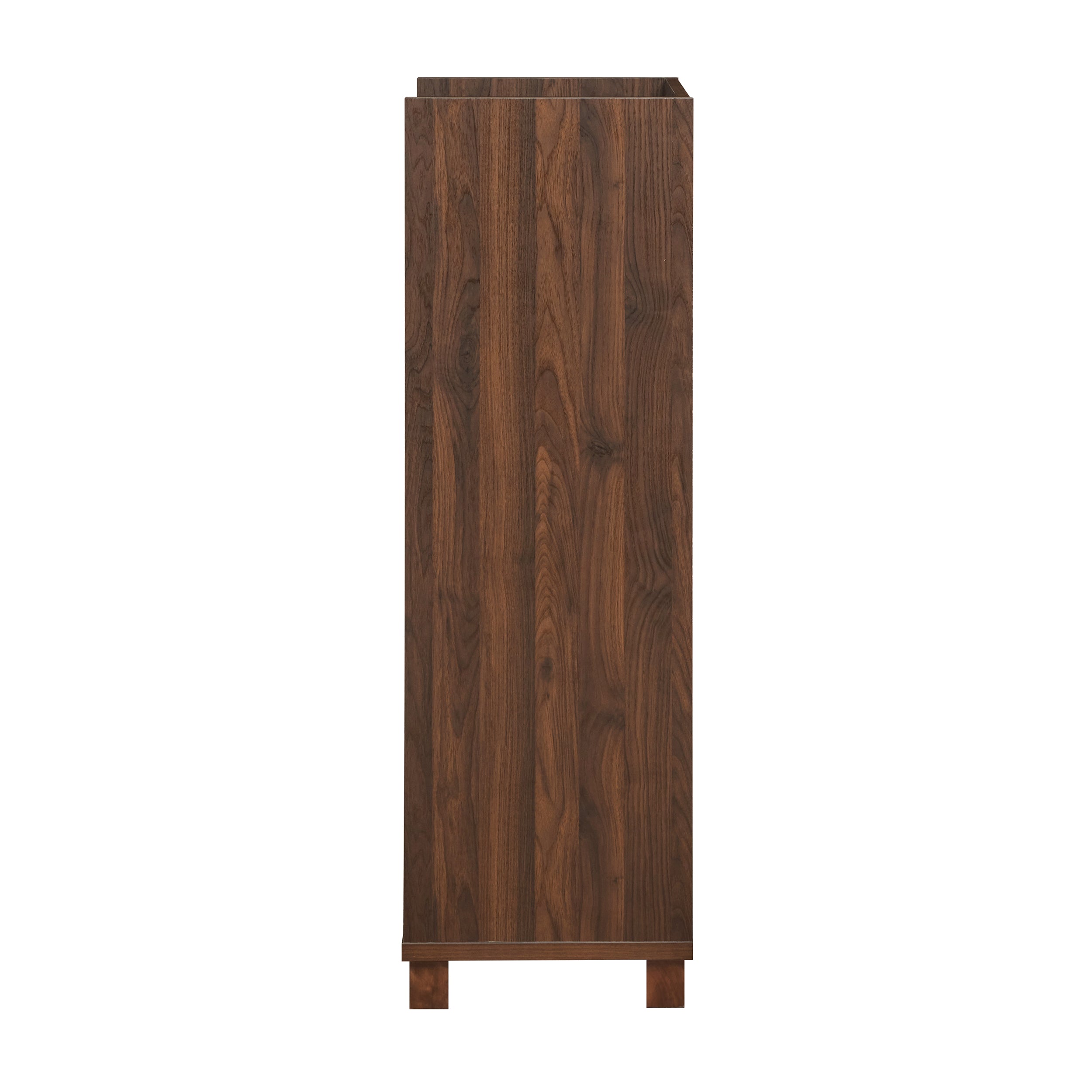 Newell Farmhouse Wooden 4 Bottle Wine Cabinet, Walnut and Dark Brown