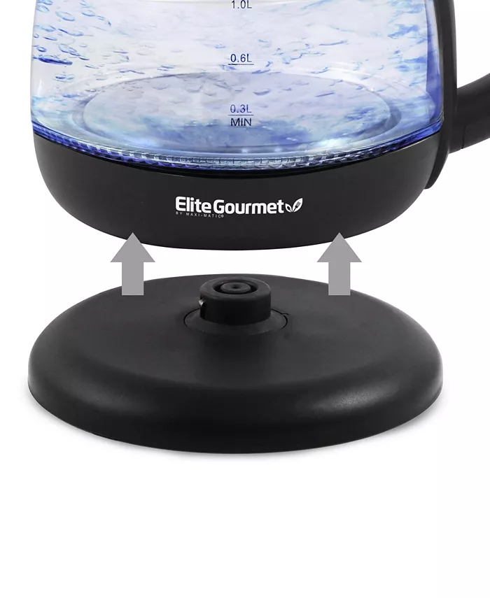 Elite Gourmet 33.8 Ounce Glass Hot Water Kettle 1000 Watts