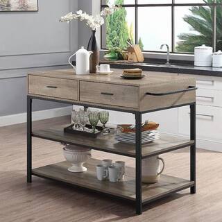 Acme Furniture Macaria Rustic Oak  Black Finish Kitchen Islands AC00403