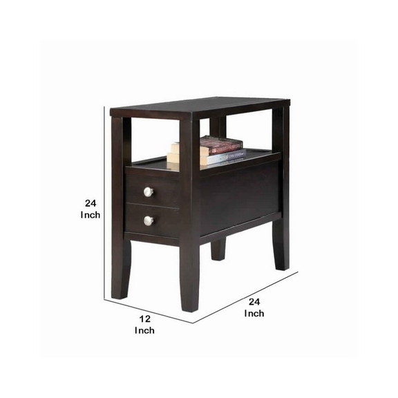 Benjara BM101052 Wooden End Table with Upper Shelf...