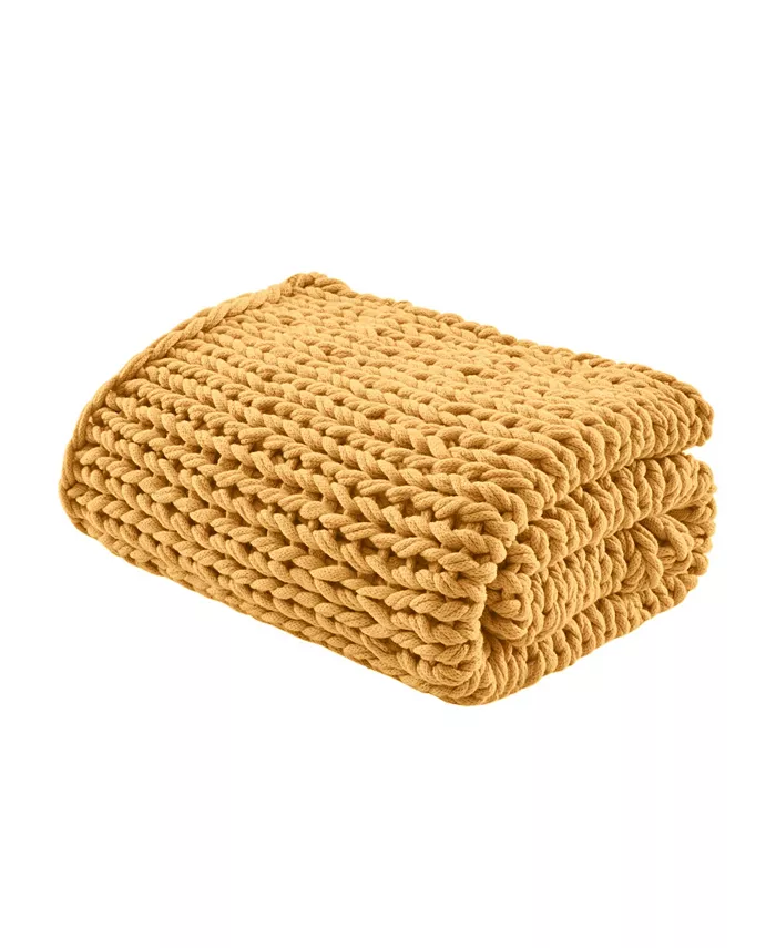 Madison Park Chunky-Knit Handmade Throw， 50