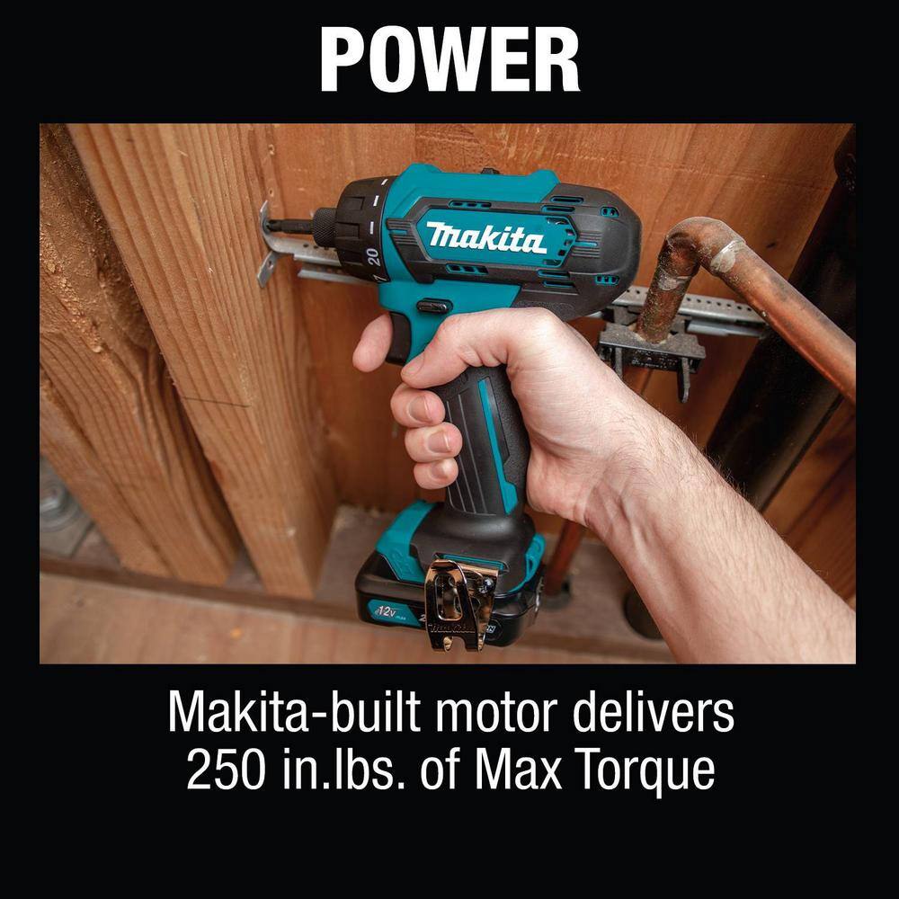 Makita 12V max CXT Lithium-Ion Cordless14 in. Hex Screwdriver Kit 2.0Ah FD10R1