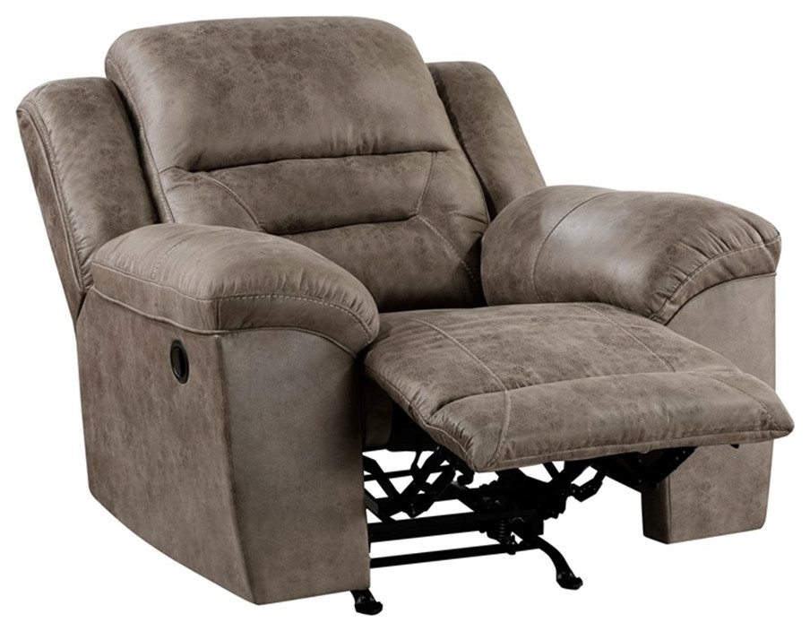 Lexicon Hazen Polished Microfiber Upholstered Rocker Reclining Chair in Brown   Transitional   Recliner Chairs   by Homesquare  Houzz