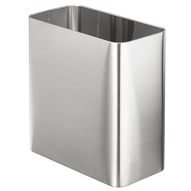 mDesign Stainless Steel Rectangular 2.6 Gal. Bathroom Trashcan