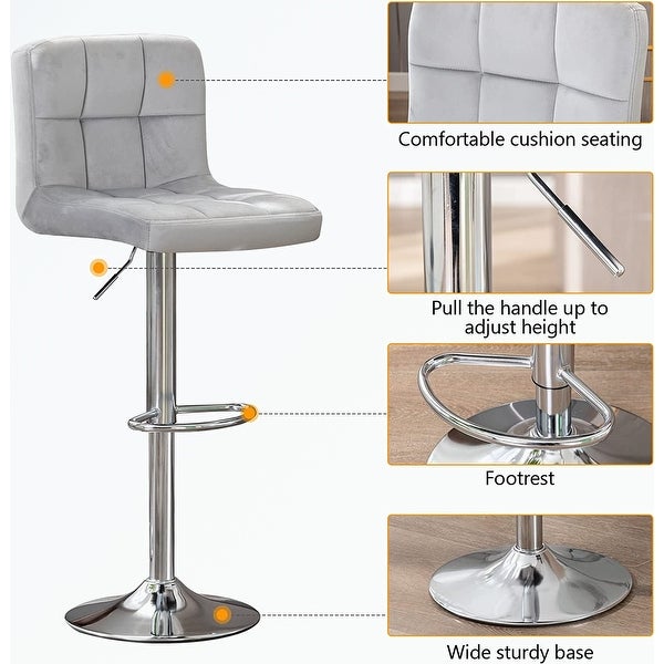 Swivel Velvet Bar Stools with Back，Height Adjustable