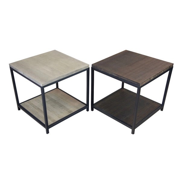 2 Tier Solid Bamboo Steel Frame End Table