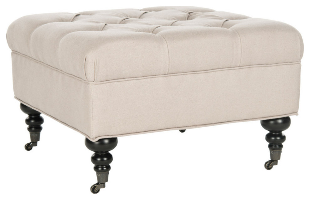 Lindie Tufted Ottoman Taupe   Modern   Footstools And Ottomans   by Virgil Stanis Design  Houzz