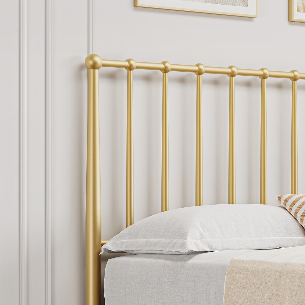 Gold Bed Frame with Metal Headboard and Footboard