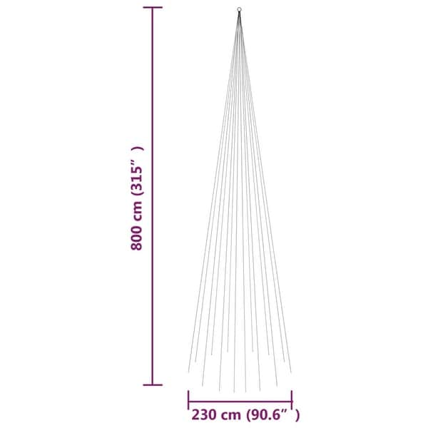 vidaXL Christmas Tree on Flagpole Warm White 500/732/1134/1400/3000 LEDs 10/16/26 ft