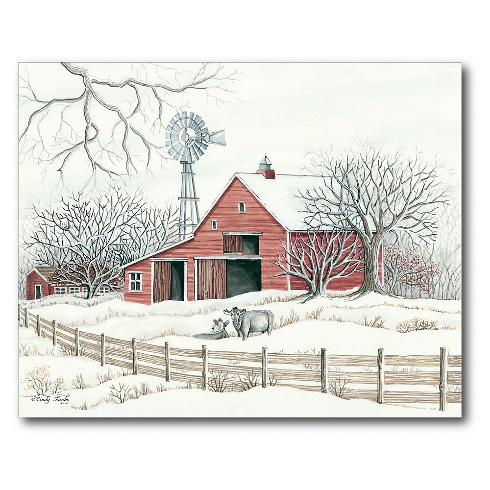 COURTSIDE MARKET Winter Barn Mill Canvas Wall Art