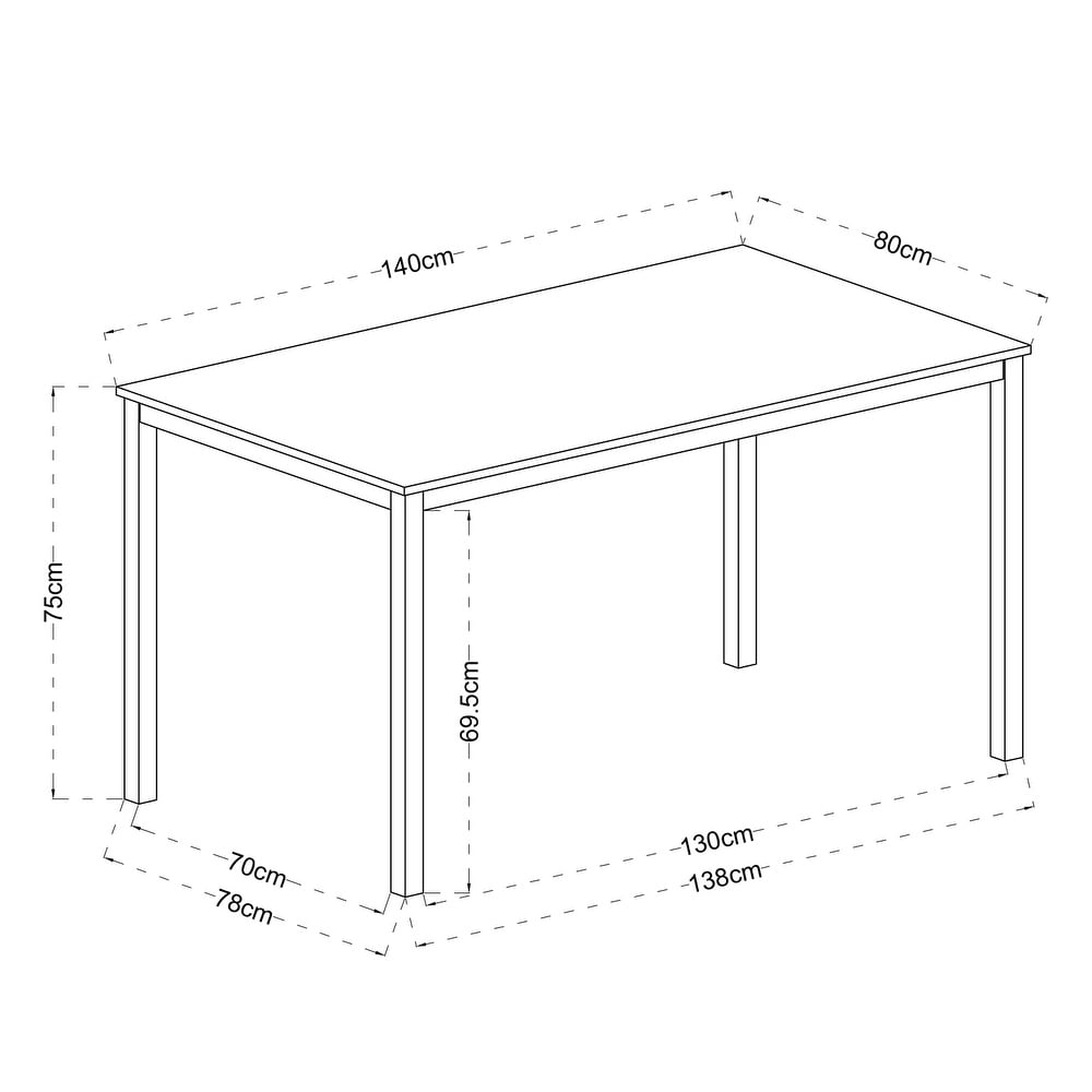 55.1'' Rectangular for Dining Room Dining Table  Dining Table with MDF Desktop   Adjustable Foot Covers Table  Seats up to 4 6