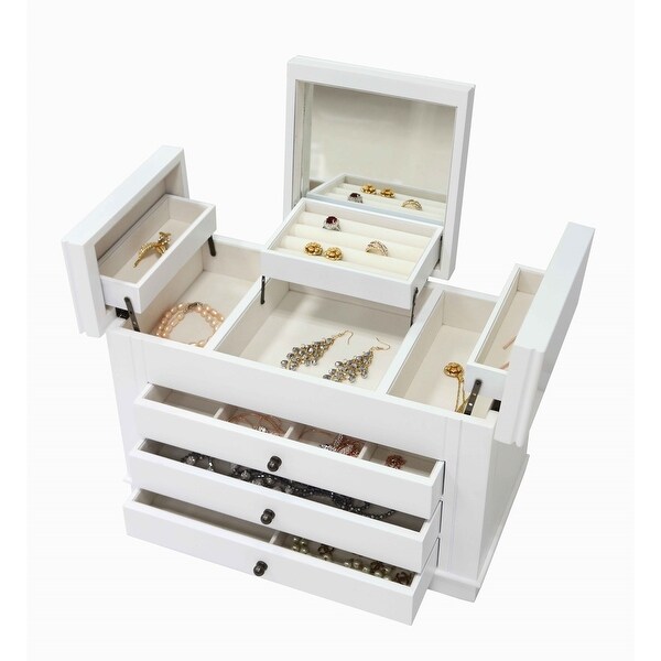 Modern White Wooden Jewelry Box - N/A - - 36612308