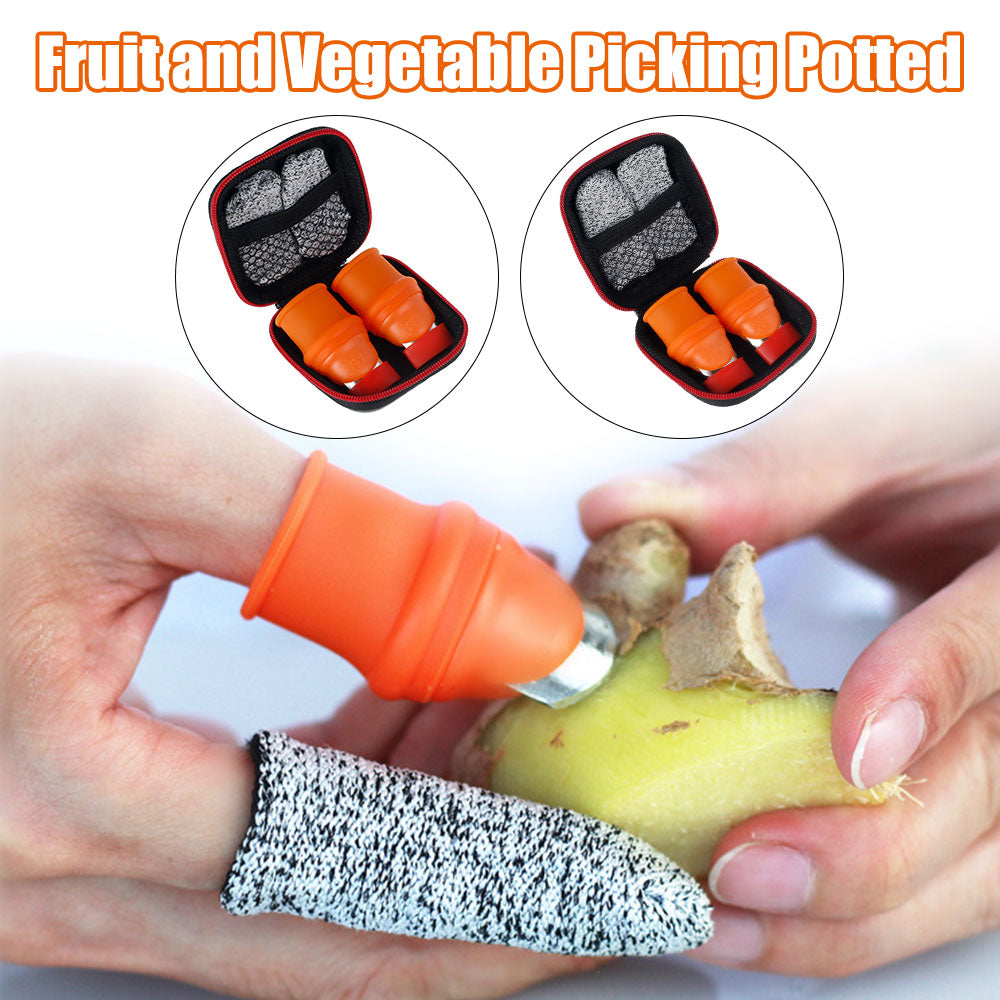 HOTBEST Garden Silicone Thumb Knife Picking Portable Fruit Vegetable Potted Harvesting Plants Trim Set with Separator Finger Protectors Vegetable Gardening Tools