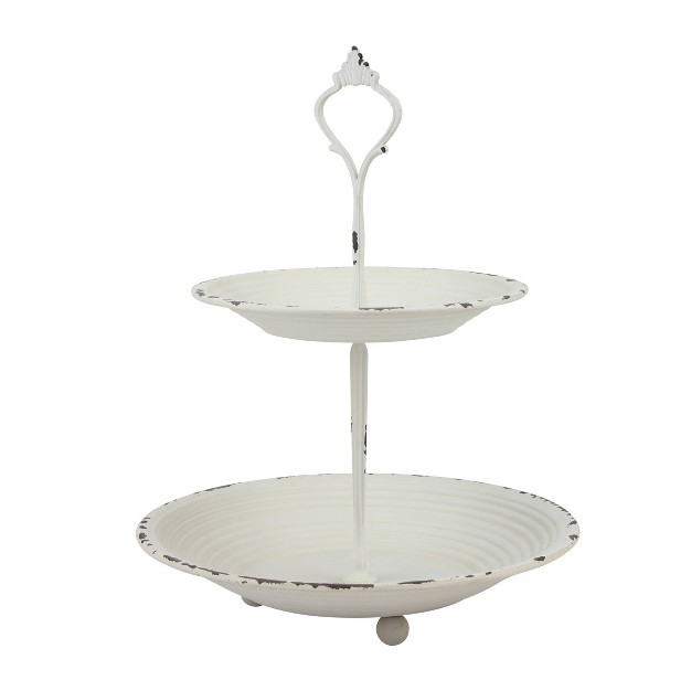 2 tier Tray Rustic White Stonebriar Collection