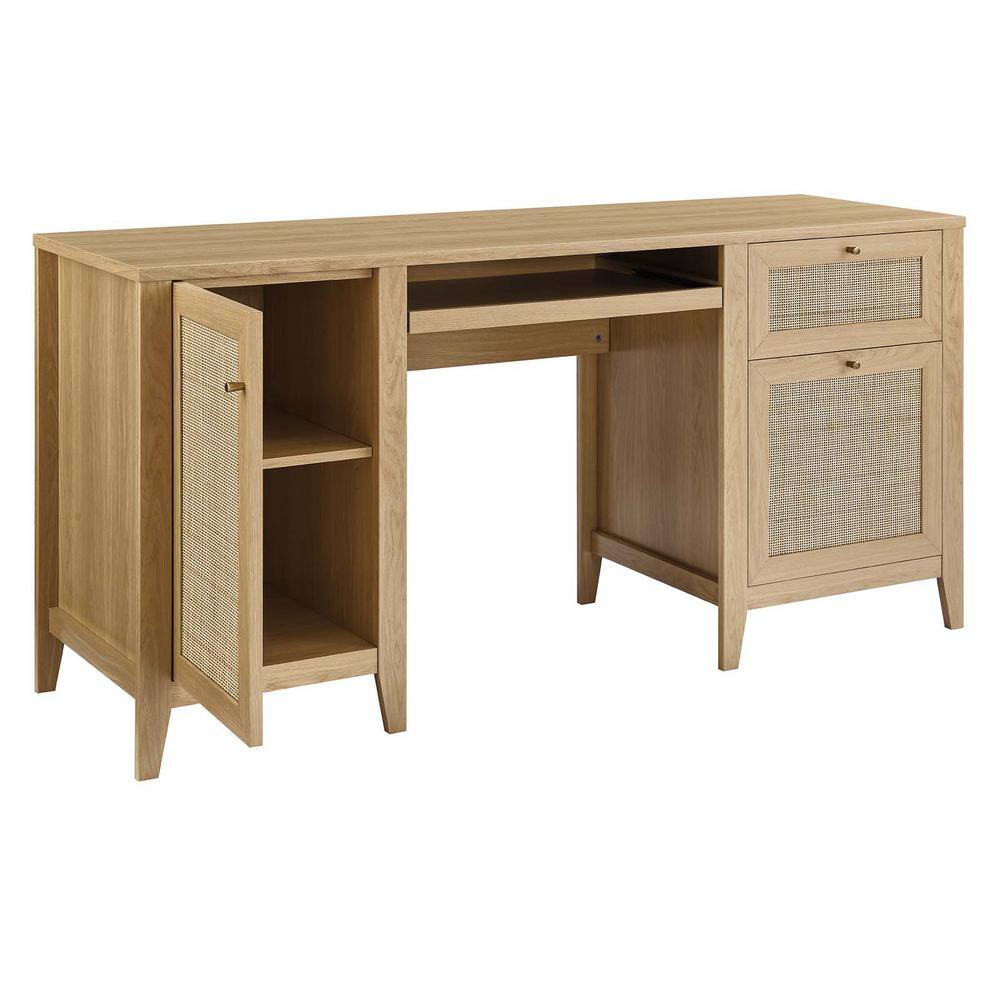 MODWAY Soma 63 in. Rectangle in Oak Office Desk EEI-6117-OAK