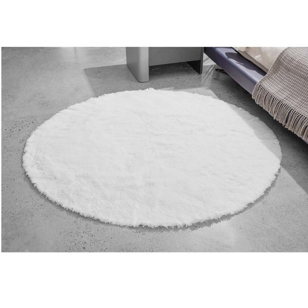 Cheer Collection Plush Shaggy Hair Area Rug With Anti Slip Bottom White