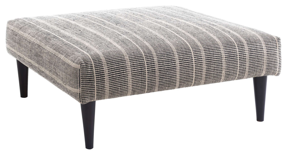 Samson Black Tapered Tobacco Leg Rug Ottoman   Midcentury   Footstools And Ottomans   by Annie Selke  Houzz