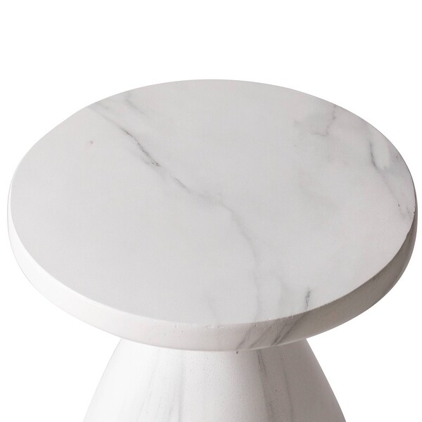 Modern Round Side Table Fiberstone Accent Table with Pedestal Base Dune Series by LeisureMod