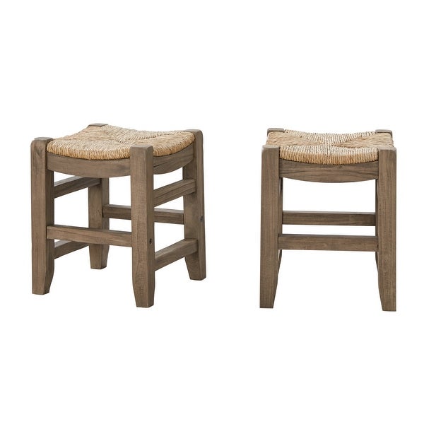 The Gray Barn Enchanted Acre 18-inch Wood Stools with Rush Seats (Set of 2)