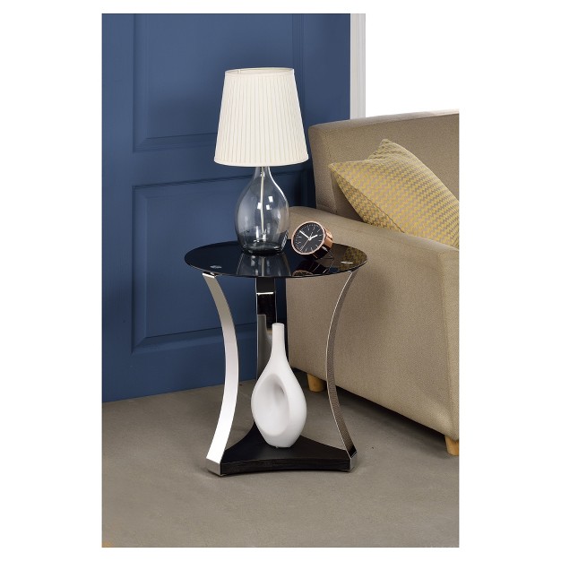 Round End Table Black Chrome Acme Furniture