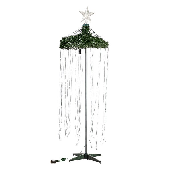 71 in. Green Indoor/Outdoor Foldable Christmas tree with RGB Lights