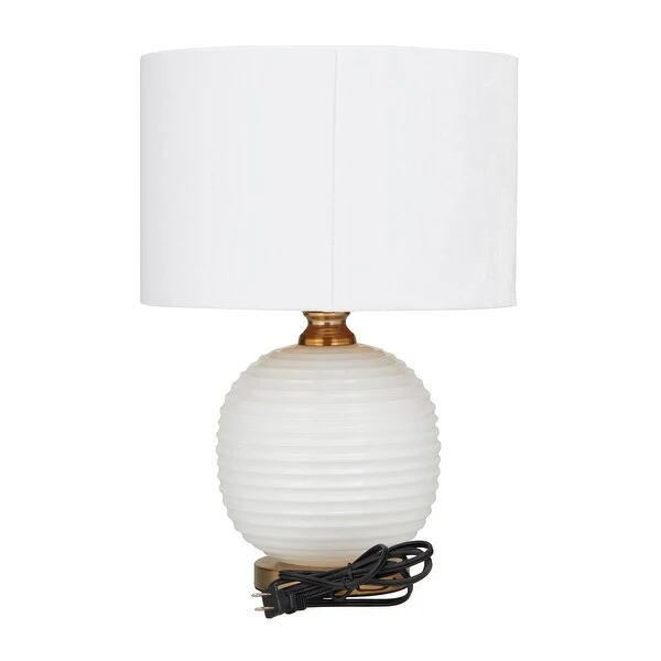 White Glass Modern Accent Lamp - 13 x 13 x 19