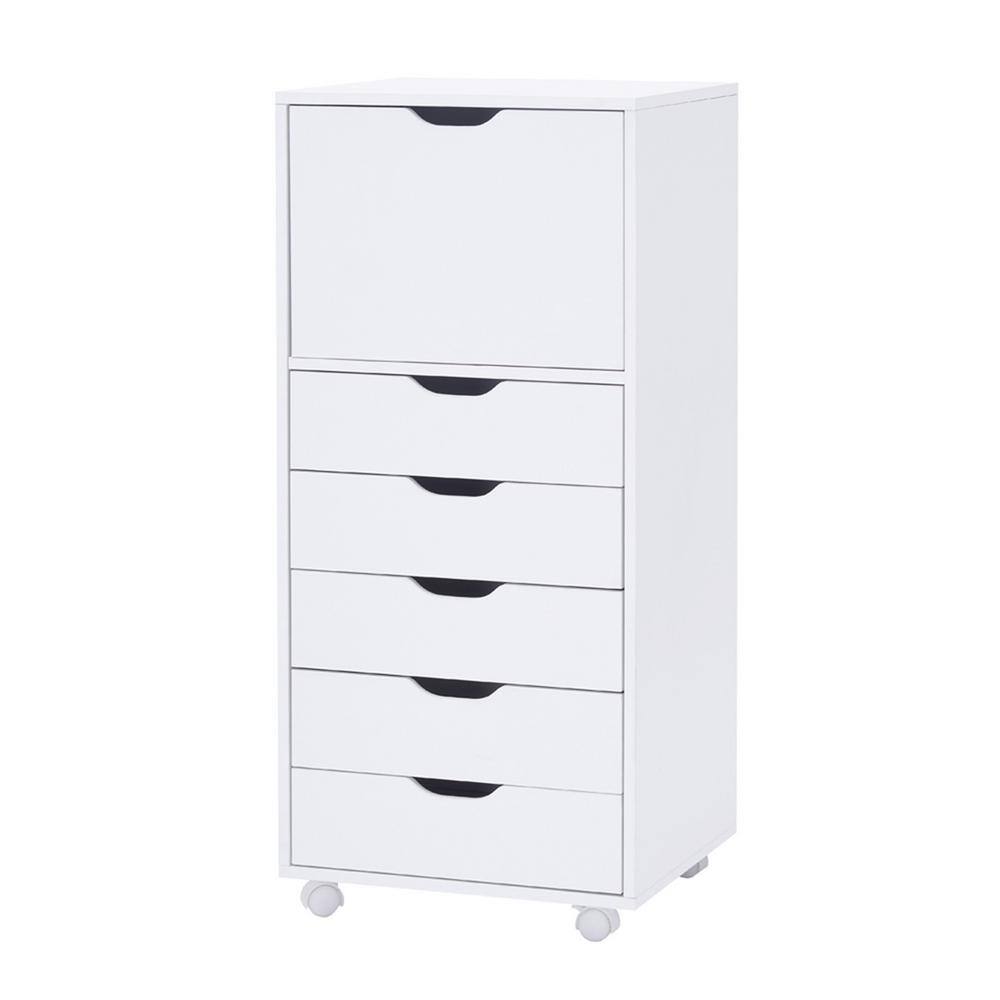 MAYKOOSH White 6-Drawer with Shelf Office File Cabinets Wooden File Cabinets for Home Office Lateral File Cabinet 29466MK