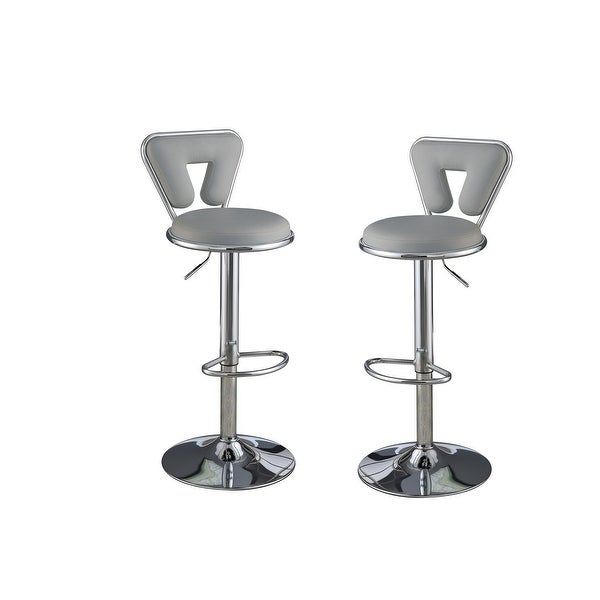 Adjustable Faux Leather Bar stool Gas lift Chair， Set of 2