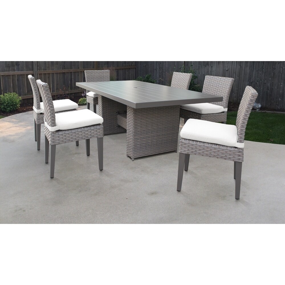 Florence Rectangular Outdoor Patio Dining Table with 6 Armless Chairs