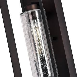 C Cattleya 1-Light Dark Bronze Outdoor Wall Lantern Sconce with Clear Seeded Glass CA1917-W