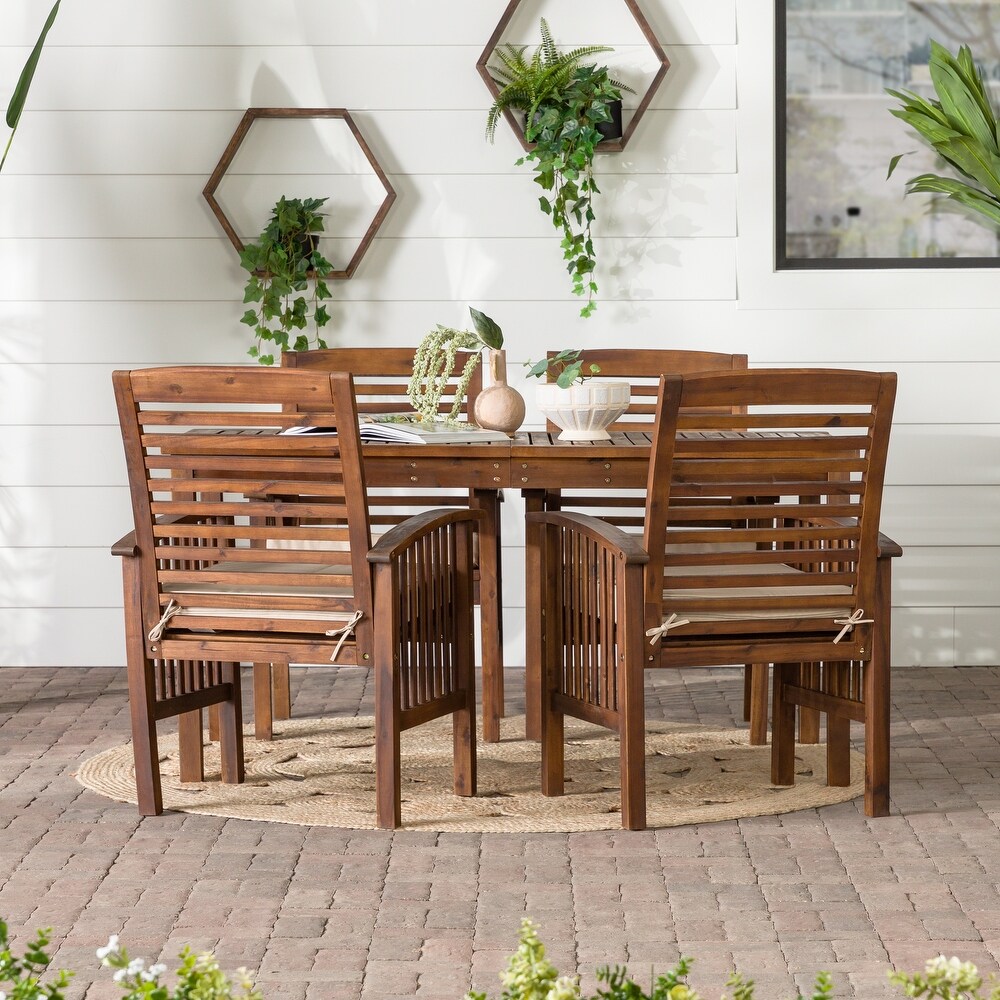 Middlebrook Surfside 5 piece Acacia Wood Outdoor Dining Set   60 x 34 x 30h