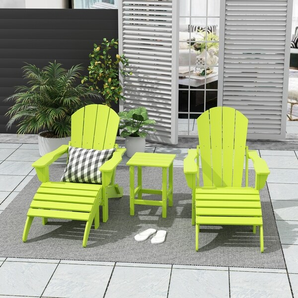 Polytrends Laguna Hdpe All Weather Outdoor Patio Foldable Adirondack Chairs Conversation Set (5Piece Set)