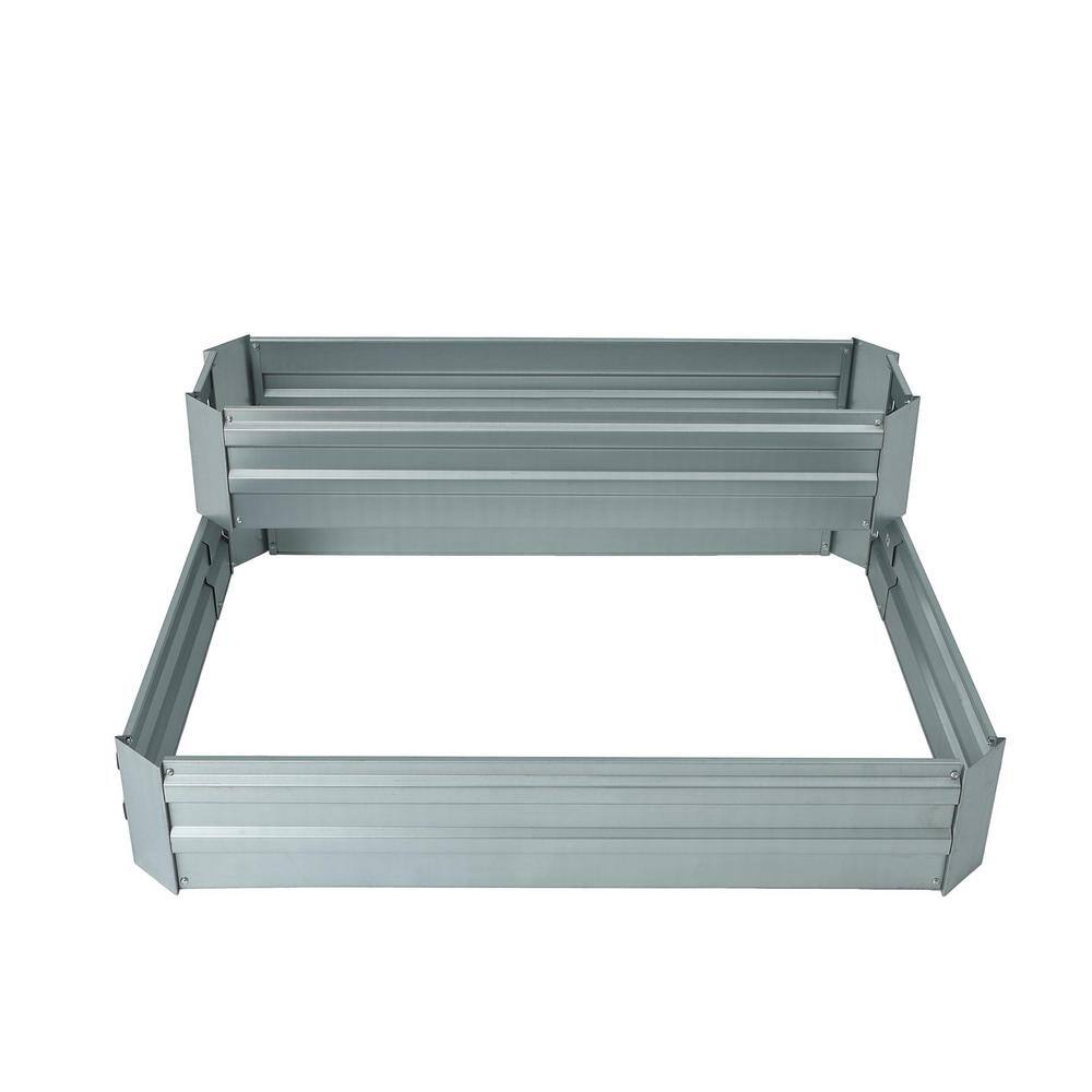 LuxenHome 2-Tier Galvanized Metal Raised Garden Bed WHPL1274