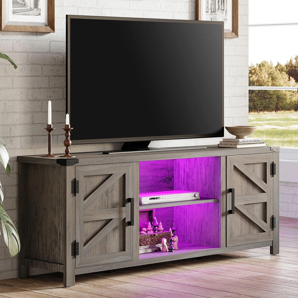 Farmhouse Barndoor TV Stand Entertainment Center for TVs up to 70 inch