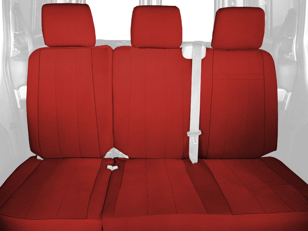 CalTrend Rear 60/40 Split Bench Carbon Fiber Seat Covers for 2011-2014 Toyota Sienna - TY439-02FA Red Insert and Trim