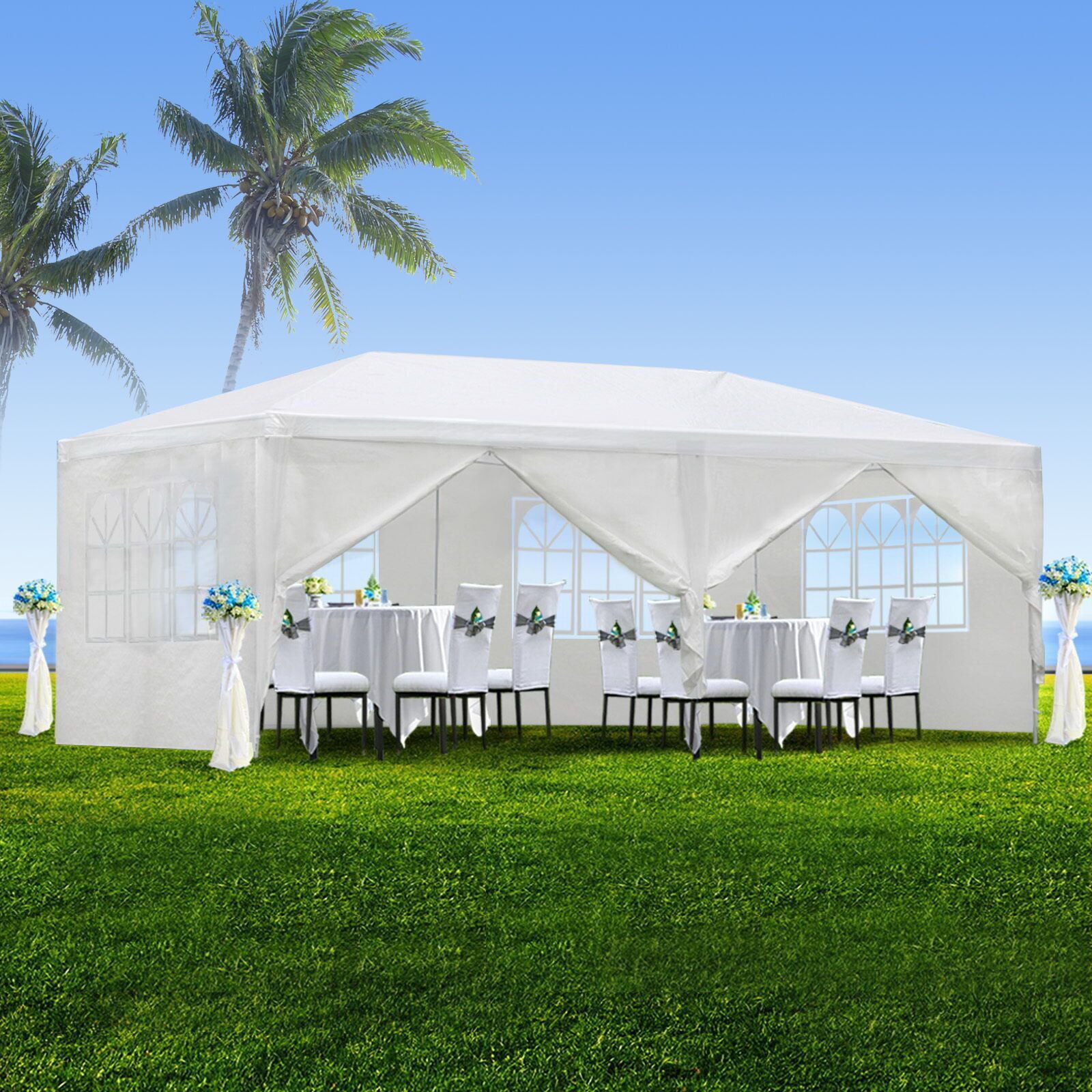 SalonMore 10' x 20' Party Tent Wedding Canopy Patio Tent Pavilion w/6 Side Walls 2 Doors