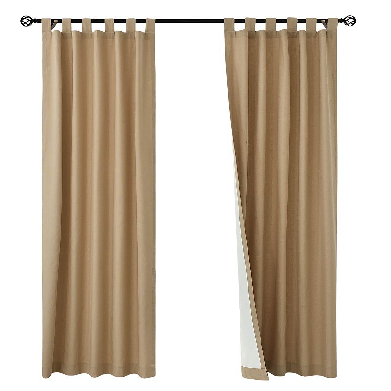 Myne Decor Weathermate Tab Top Curtain Panel Pair Window Dressing each 40 x 84 in Khaki