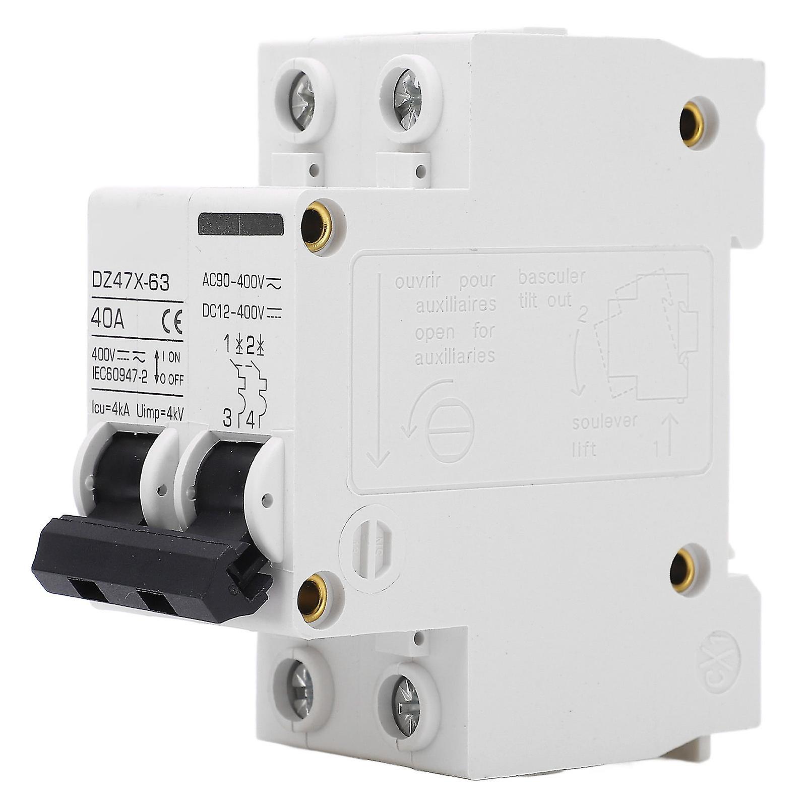 2P Miniature Circuit Breaker DIN Rail Disconnect Switch for Solar PV System DC12‑400V AC90‑400V 40A