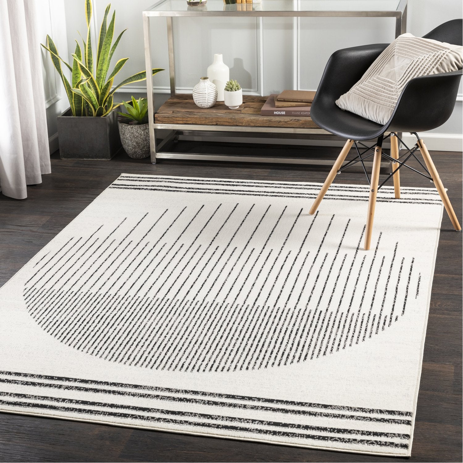 Pisa Rug in Black, Ivory, Medium Gray, Light Gray