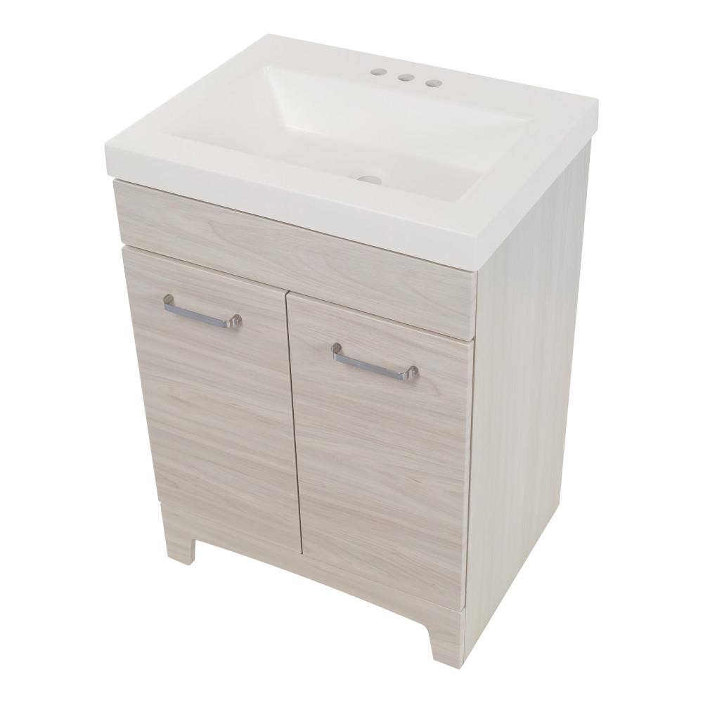 Glacier Bay Stancliff 24.5 in. W x 18.8 in. D x 34.3 in. H Freestanding Bath Vanity in Elm Sky with White Cultured Marble Top ST24P2-EK