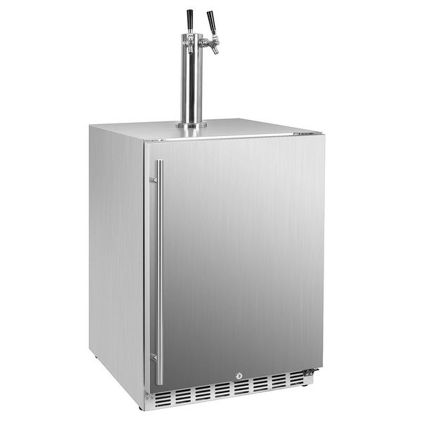 YUKOOL Dual Tap Kegerator， Beer Beverage Dispenser， Beer Cooler Dispenser 5 Gallons， Full Size Keg， 1/4 Keg， 1/6 Keg