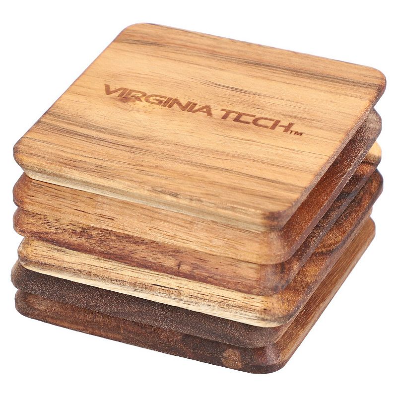 The Memory Company Virginia Tech Hokies 6-Pack Acacia Wood Coaster Set