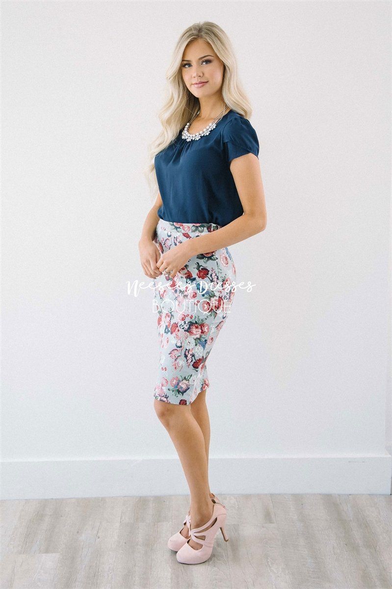 Navy Chiffon Top