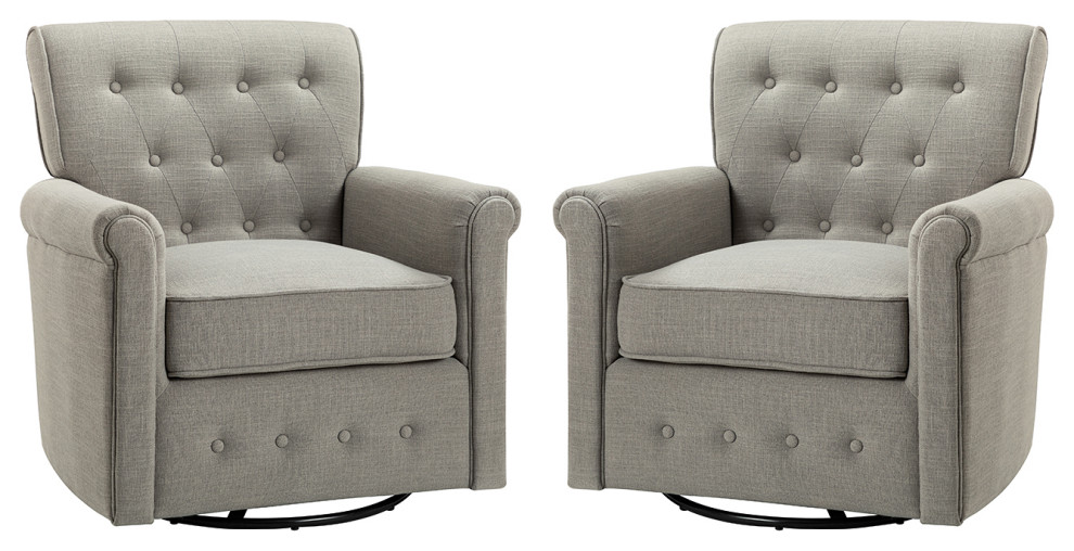 Swivel Armchair With Metal Base  Set of 2   Transitional   Armchairs And Accent Chairs   by Karat Home  Houzz