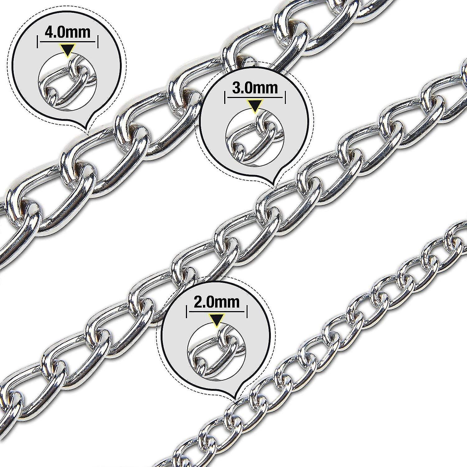 Chrome Plated Metal Dog Leash Chain Lead Heavy Duty Chew Proof Leash With Padded Handle Walking Traffic Training Traveling6'/4.0mm Large Chain